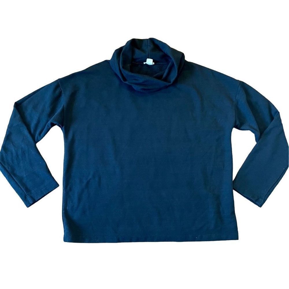 J.crew black fleece lined cowl neck pullover sweater
